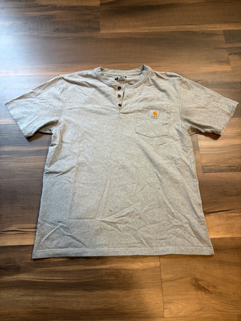 Carhartt Light Gray Henley Pocket Short-Sleeve Tee Mens Medium *Flawed*